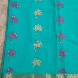 Very Beautiful Light Weight Saree With Stiched Blo