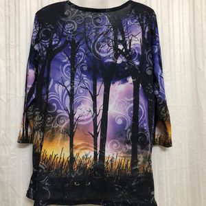 Blue Printed Long Sleeve Top