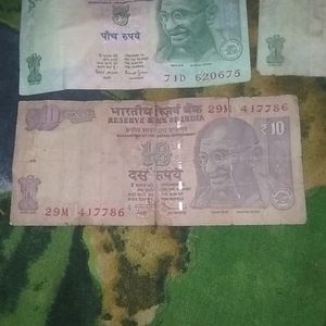 786 10rs Note, 5rs Notes, Coins