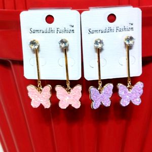 2 Pair Butterfly Korean Earrings