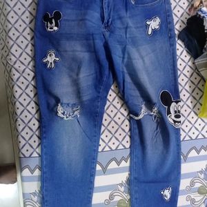 Ribbed Mickey Denim For Waist 34