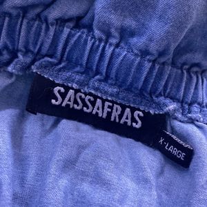 Sassafras Blue Denim Look Crop Top