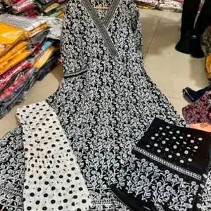 New M Size Anarkali Kurta bottom Dupatta Set