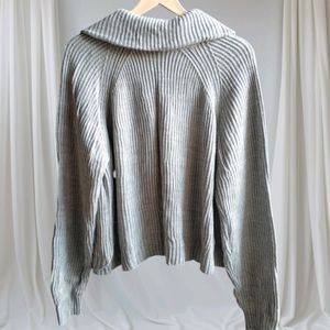 Zip-up Knit Gray Cardigan