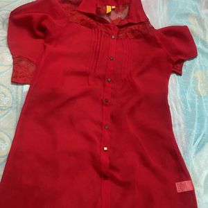 Red Transparent Kurti Style Top