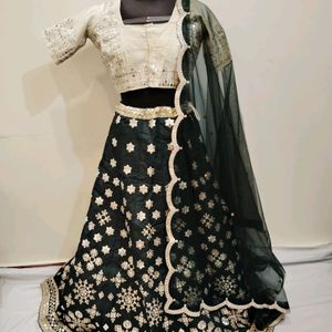 Dark Green Colour Heavy Lehenga