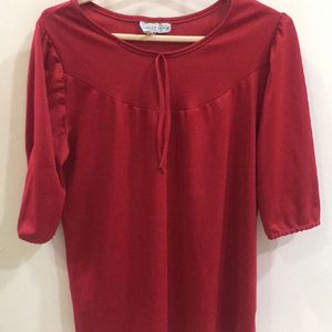 Valentine Red Puffy Sleeves Top For Women