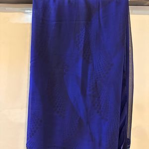 Blue Saree With Contrast Blouse