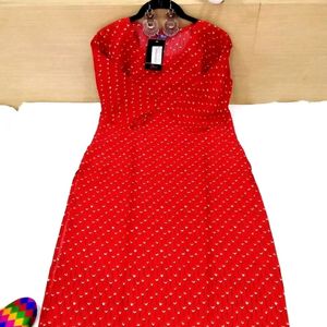 Stylish Red Crepe Kurta For Women