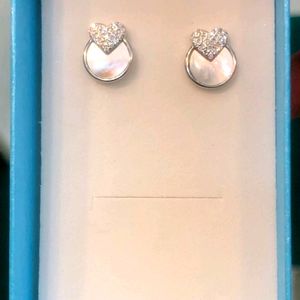 Heart Shape Zirconia Earrings Pure Silver 925