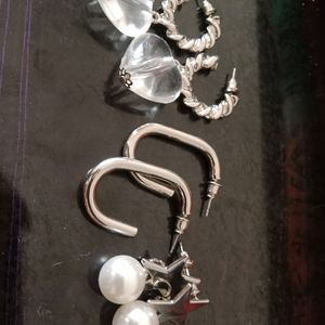 Combo Of Contemporary Silver Earrings