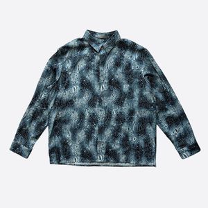 DiorStussy Blue Wavy Print Button Up Shirt