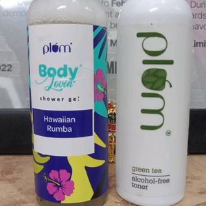 Plum Shower Gel And Green Tea Alcohol-Free Toner Combo Of 2 Products