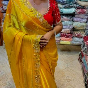 Beautiful bright yellow saree