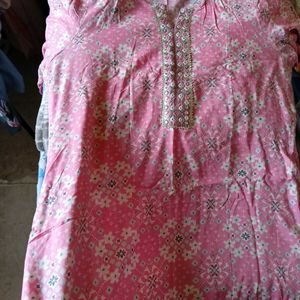 Pink Floral Print Kurta