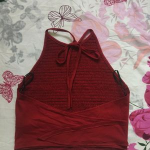 Tie Back Burgundy Crop Top