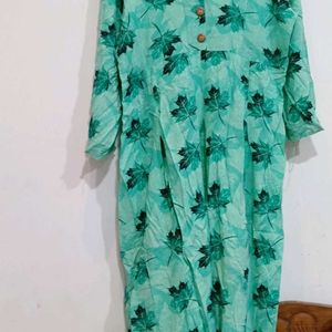 Green Leave Design Frock