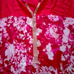 Red White Floral Kurti