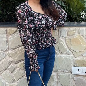 Black Floral Top