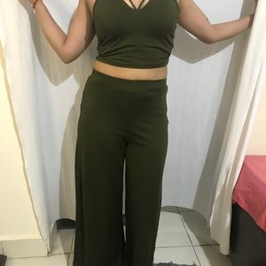 2 piece dress in olive colour