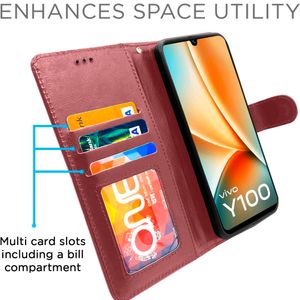 Vivo Y100 5G Flip Cover Leather Finish