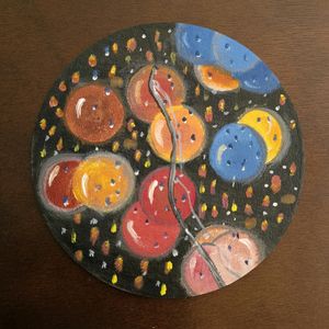 Unique Round Acrylic Painting- Set Of 4