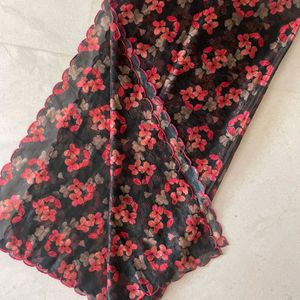 Floral Black Suit with Embroidered Neckline