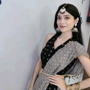 Ready To Wear Black And Grey Saree With Blouse