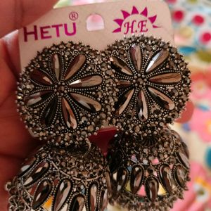 Black Metal Jhumke For Women