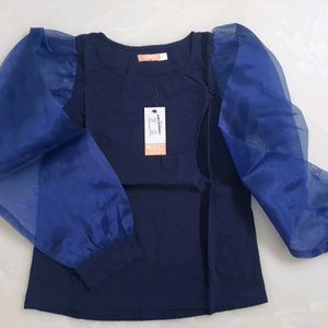 Organza Sleeves Top Large(Bust 36")