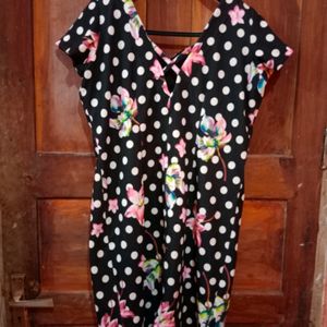 Polka Floral Black Dress