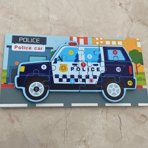 11 PCs wooden puzzle - Police Car