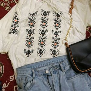 White Embroided Top