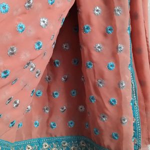 New Peach Saree With Blouse Piece