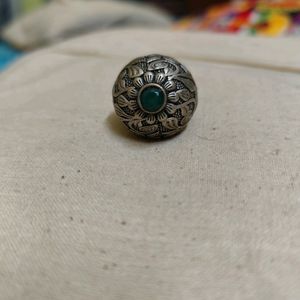 Silver Replica Statement Ring With Chitai Carving