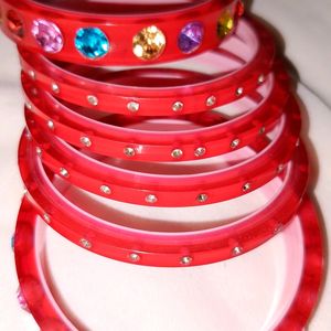 Red Plastic Bangles For Women