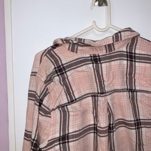 oversized pink and grey checkered shirt