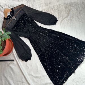 Korean Starry Velvet Dress