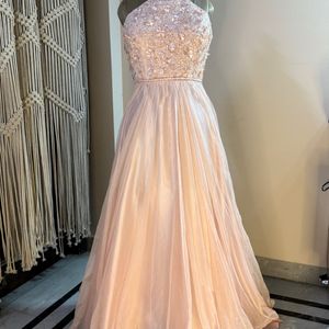 Peach Floral Embellished Gown