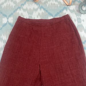 Maroon Formal High Waist Pants