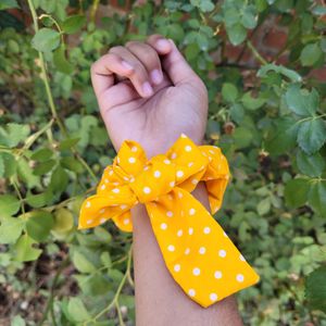 Yellow With White Little Dots scrunchie
