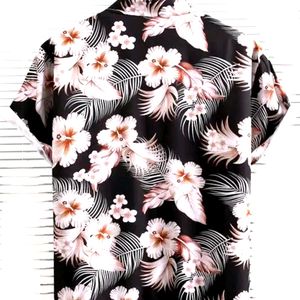 Black , Printed, Loose Mens Shirt