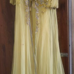 Yellow Color Coat Gown