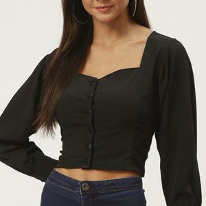 Carlton London Black Victorian Blouson Top