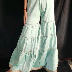 Full Flare Mint Green Sharara