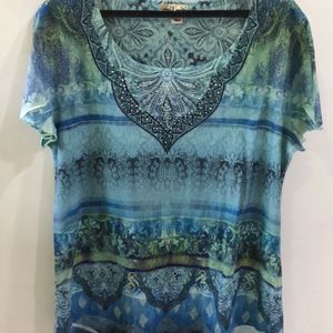 Hues of Blue T-shirt Top for Women