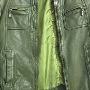 VINTAGE LEATHER JACKET OLIVE GREEN