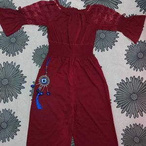 Beautiful Maroon Jumpsuit With 2 pockets