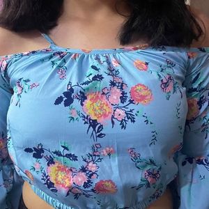 Blue Crop Top With Strap