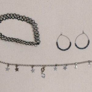 9 Pair Of Earrings, Neckband &Anklet